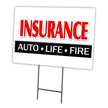 Signmission Insurance Auto Life Fire Yard & Stake outdoor plastic window, 1216 Insurance Auto Life Fire C-1216 Insurance Auto Life Fire